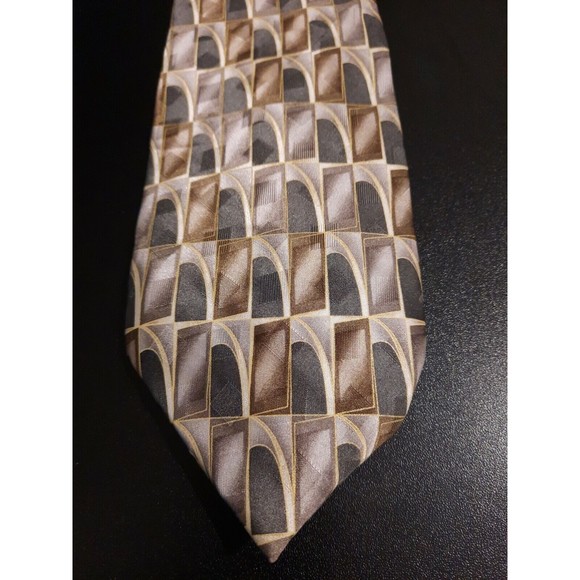 Pierre Cardin 100% Silk Geometric Multicolor Neutral Tie - Picture 1 of 5